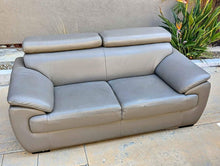 Load image into Gallery viewer, gray real leather 68&quot; loveseat adjustable head rests free delivery

