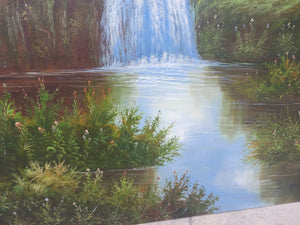 Large 6' x 4' Lanscape realistic oil painting waterfall original