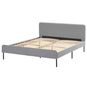 SLATTUM Upholstered bed frame, Knisa light gray, Full
