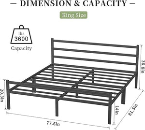 Musen King Bed Frame with Headboard-Durable Metal Bed Frame, Noise Free Platform Bed with Storage