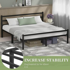 Musen King Bed Frame with Headboard-Durable Metal Bed Frame, Noise Free Platform Bed with Storage