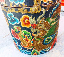 Load image into Gallery viewer, decretive Antique Chinese dragon Hat box- Grain Bin
