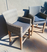 Load image into Gallery viewer, 2 Teak Nautica home outdoor tall plastic wicker Dining Chairs
