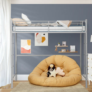 Silver Premium Metal Twin Loft Bunk Bed with ladder Free Delivery