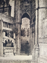 Load image into Gallery viewer, Etching Inside London Cathedral 31 x 22Published 1917, by W.R. Howell &amp; Co, The Gallery, Bedford Row Chambers, W.C. Copyright. Printed by Chas. Welch
