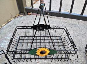 3 Handmade sunflower wire storage baskets